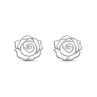 Stříbrné náušnice růže