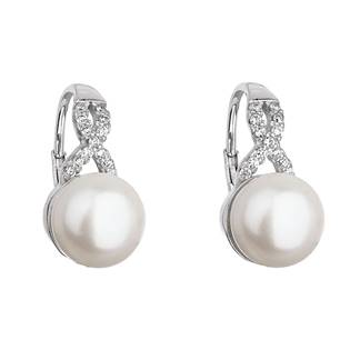 Stříbrné náušnice s bílou říční perlou 