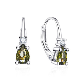 Stříbrné náušnice s čirými a olivovými zirkony