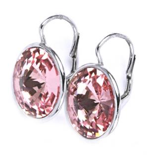 Stříbrné náušnice s kameny Crystals from SWAROVSKI®, barva: ROSE