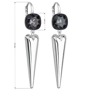 Stříbrné náušnice s kameny Crystals from Swarovski® Graphite
