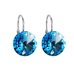 Stříbrné náušnice s krystaly Crystals from Swarovski® Aqua