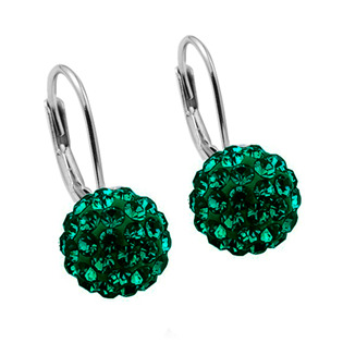 Stříbrné náušnice s krystaly Crystals from Swarovski® Emerald