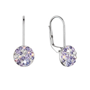 Stříbrné náušnice s krystaly Swarovski, Violet