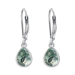 Stříbrné náušnice s mechovými acháty