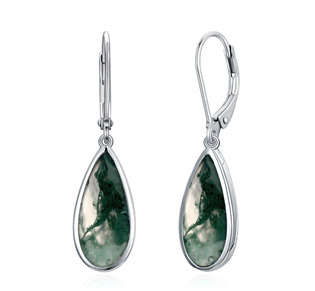 Stříbrné náušnice s mechovými acháty