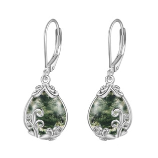 Stříbrné náušnice s mechovými acháty