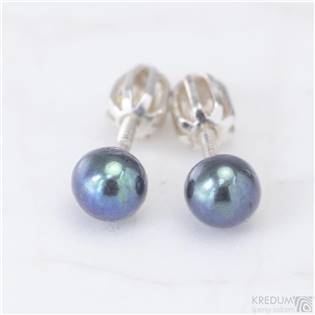 Stříbrné náušnice s modrými perlami 5 mm