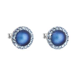 Stříbrné náušnice s perlami a kamínky Crystals from Swarovski® Light Sapphire