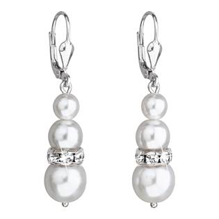 Stříbrné náušnice s perličkami Crystals from Swarovski® White