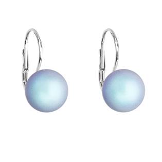 Stříbrné náušnice s perlou Crystals from Swarovski® Matte Light Blue
