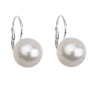 Stříbrné náušnice s perlou Crystals from Swarovski® White