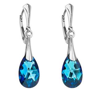 Stříbrné náušnice slzy s kameny Crystals from Swarovski® Beruda Blue 