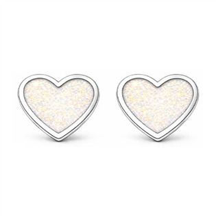 Stříbrné náušnice srdce bílá perleť