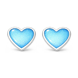 Stříbrné náušnice srdce modrá perleť