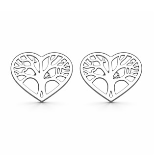 Stříbrné náušnice srdce strom života