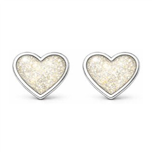 Stříbrné náušnice srdce třpytky stříbrno-zlaté