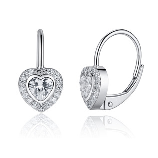 Stříbrné náušnice srdíčka s čirými zirkony