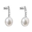 Visací perlové náušnice s bílou říční perlou