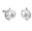 Stříbrné šroubovací perlové náušice s bílou přírodní perlou