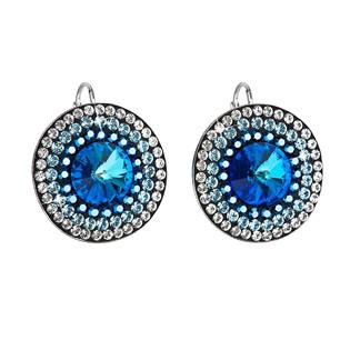 Stříbrné náušnice visací s krystaly Crystals from Swarovski® Blue