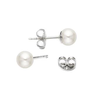 Stříbrné perlové náušnice - bílé perly 4 mm