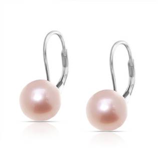 Stříbrné perlové náušnice - přírodní růžové perly 9 mm