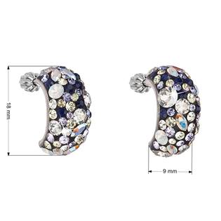 Stříbrné šroubovací náušnice s krystaly Crystals from Swarovski® Indigo
