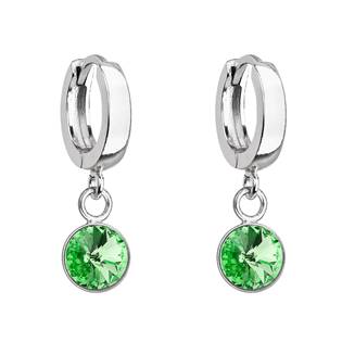 Stříbrné visací náušnice s krystalem Crystals from Swarovski® Peridot