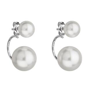 Stříbrné zanáušnice s perlami Crystals from Swarovski® White