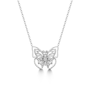 Stříbrný diamantový náhrdelník motýlek