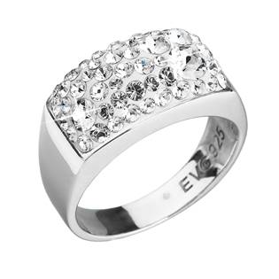 Stříbrný hranatý prsten Crystals from Swarovski®, Crystal