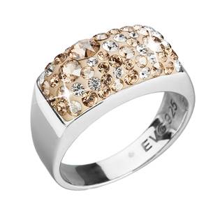 Stříbrný hranatý prsten Crystals from Swarovski®, Gold