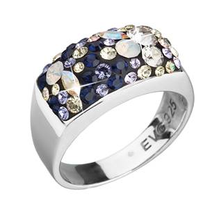 Stříbrný hranatý prsten Crystals from Swarovski®, Indigo