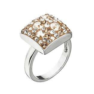 Stříbrný hranatý prsten s kamínky Crystals from Swarovski®, Gold