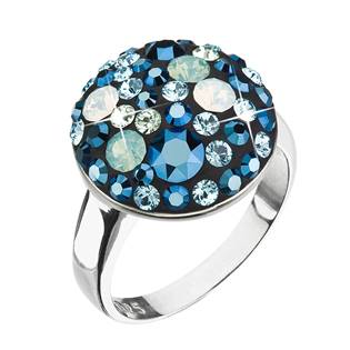 Stříbrný kulatý prsten s krystaly Crystals From Swarovski® Blue