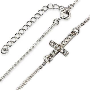 Stříbrný náhrdelník - křížek se zirkony