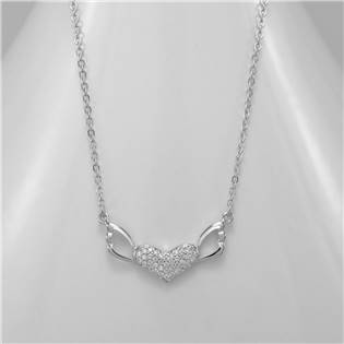 Stříbrný náhrdelník  - okřídlené srdce