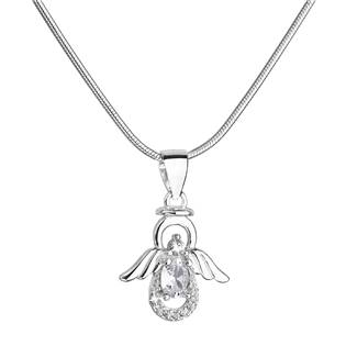 Stříbrný náhrdelník anděl s třpytivými zirkony