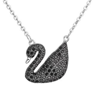 Stříbrný náhrdelník černá labuť se zirkony