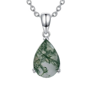 Stříbrný náhrdelník mechový achát