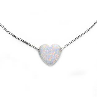Stříbrný náhrdelník s bílým opálovým srdcem
