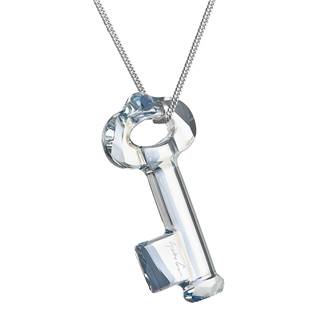 Stříbrný náhrdelník s klíčkem Crystals from Swarovski® Blue Sade