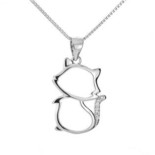 Stříbrný náhrdelník s kočkou