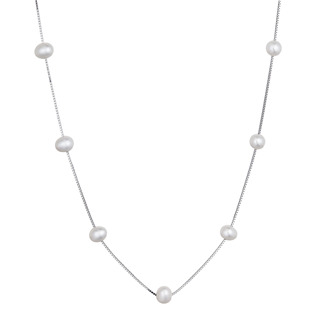 Stříbrný náhrdelník s oválnými perlami na řetízku