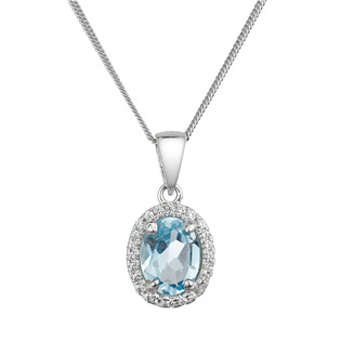 Stříbrný náhrdelník s pravými kamenem sky topaz