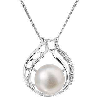 Stříbrný náhrdelník s přívěškem s říčních perlou