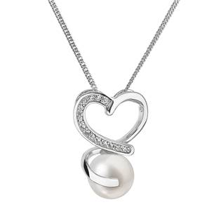 Stříbrný náhrdelník s řetízkem z pravou říční perlou