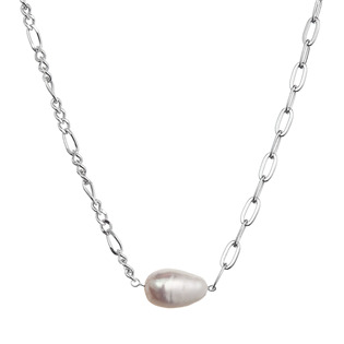 Stříbrný náhrdelník s říční oválnou perlou