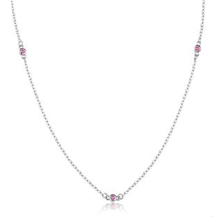 Stříbrný náhrdelník s růžovými zirkony